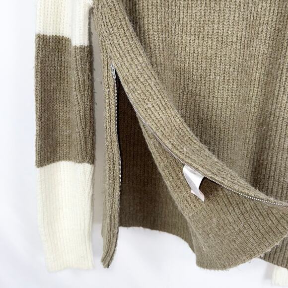 Ripe Women's Color Block Maternity Ribbed Knit Sweater Medium Tan Nursing - Picture 7 of 15